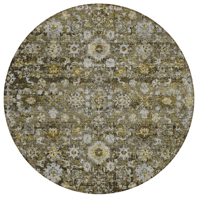 Tapis rond 8 po brun et beige