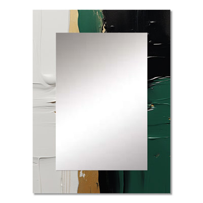 Golden green and black ink merge III - Abstract Painting Mirror, Modern Decorative Wall Mirror, Printed Metal Art