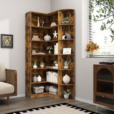 Finola 6 Tiers Corner Bookcases, Large Tall modern Storage Display Industrial Book shelf by Millwood Pines
