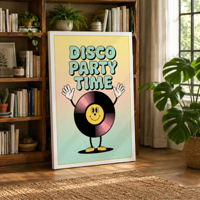 Disco Party Time Retro - Wrapped Canvas