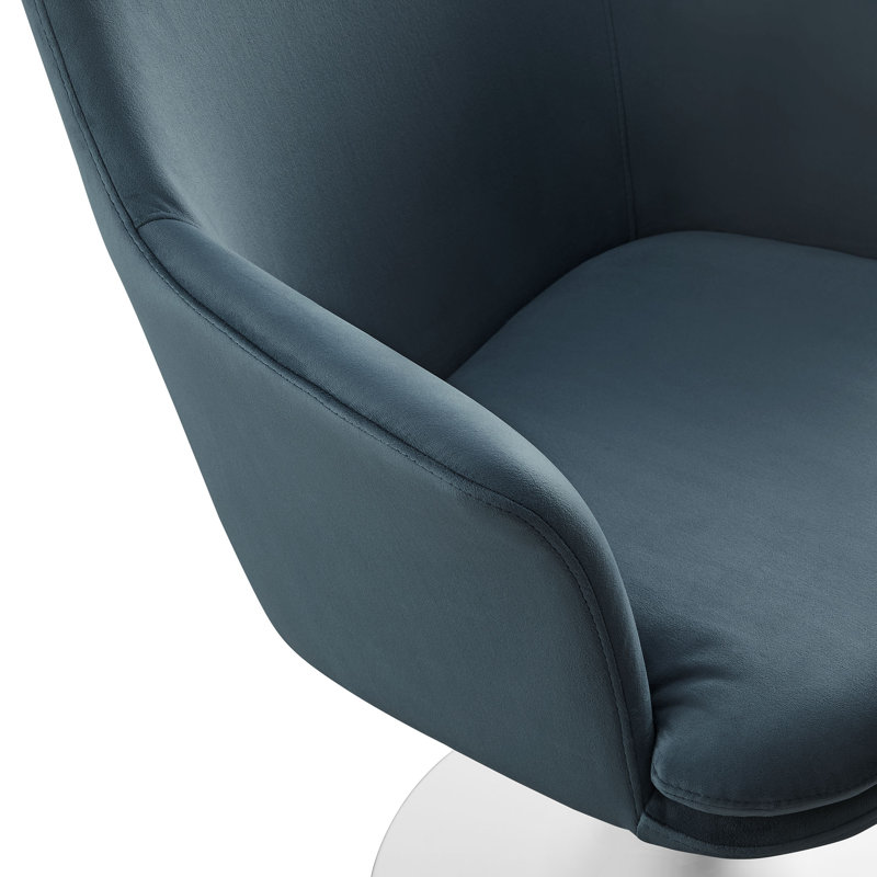 Lippa Performance Velvet Swivel Dining Armchair, White, Velvet Cadet Blue