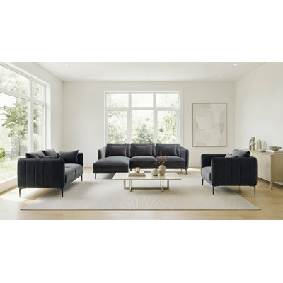 Rae 3-Piece Velvet Living Room Set