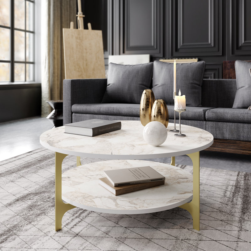 Versy Coffee Table with Storage, Gold, Ephesus