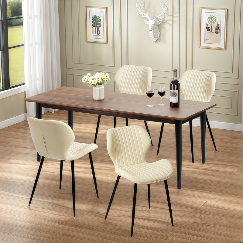 Chaises de salle à manger rembourrées modernes avec pieds en métal