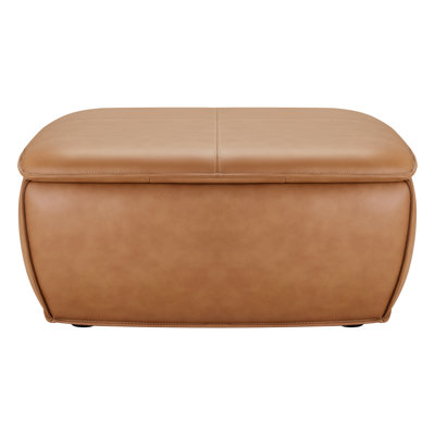 Janice Genuine Leather Upholstered Storage Ottoman