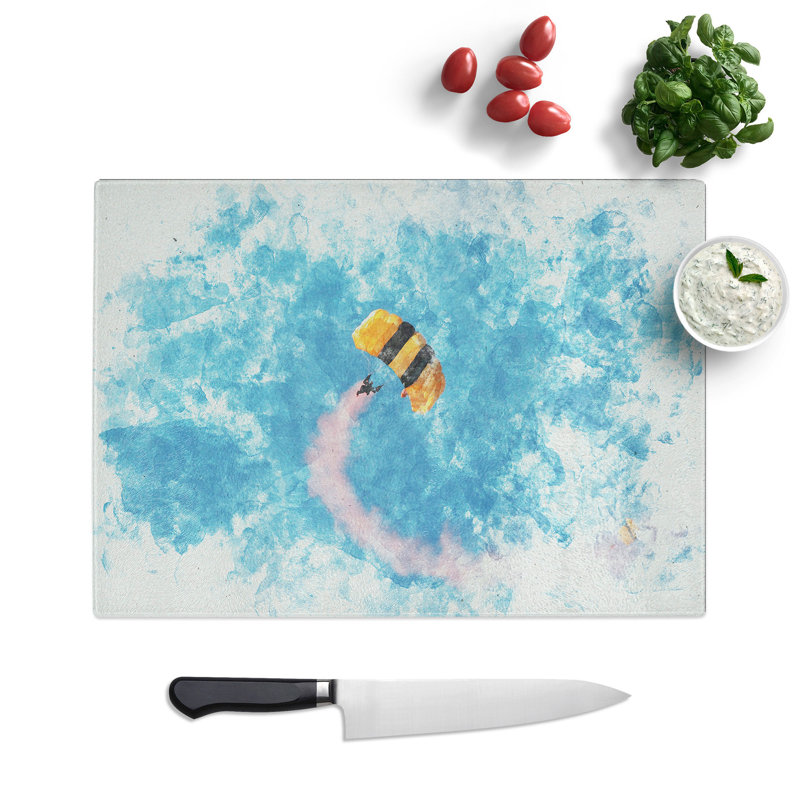 Tempered Glass Skydiving Chopping Board, 20 cm x 28.5 cm
