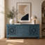 Meuble télé de style campagnard vintage avec portes sculptées, tiroirs et étagères réglables-134707186