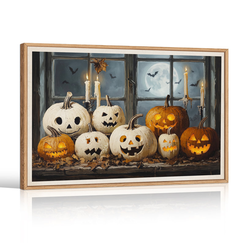 «White and Orange», citrouilles sculptées par Candlelit, 32"H x 48"W