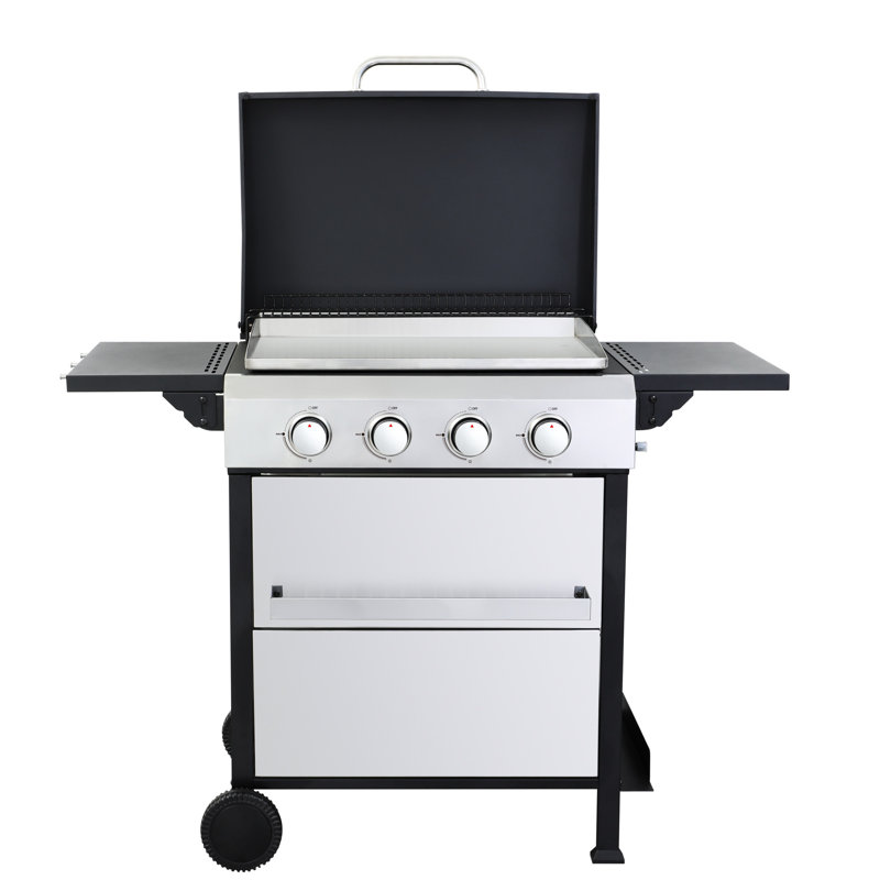 Barbecue au gaz propane 49200Btu, 4, grilles de cuisson en émail, table d'appoint pliable, panier suspendu pour la joie extérieure 49200Btu, grille