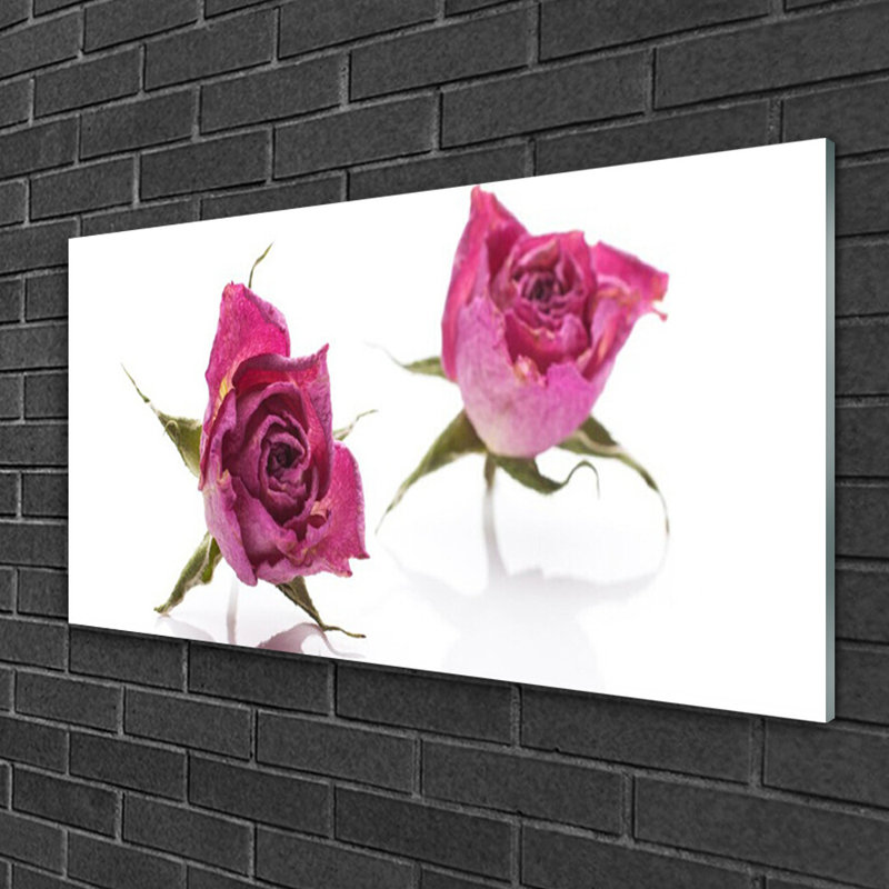 Floral Roses 1 Piece Wall Art on Glass