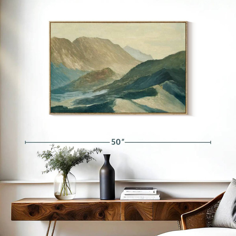 Silhouette de montagne, Cadre flottant en bois naturel, 37 po x 25 po