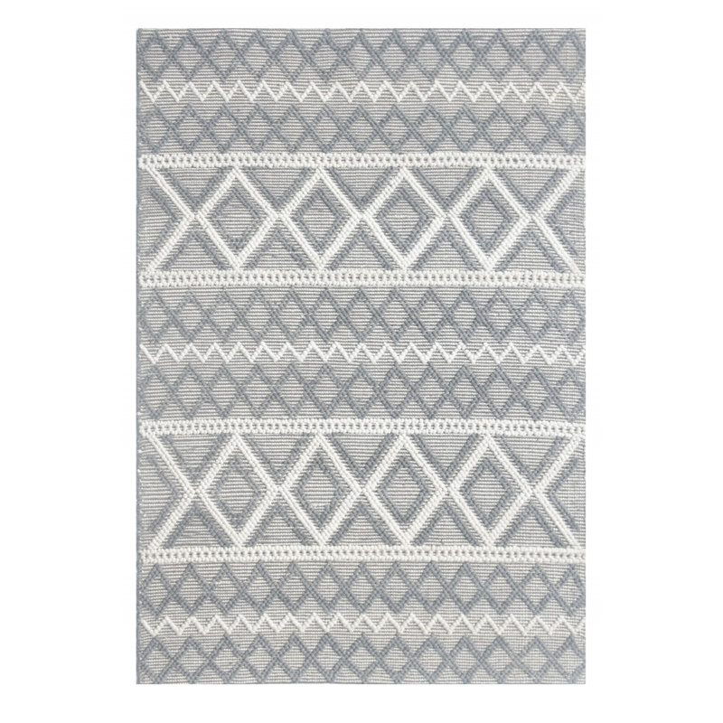 Gray Ivory Diamonds Boho Chic Area Rug, Rectangle 6' x 9'