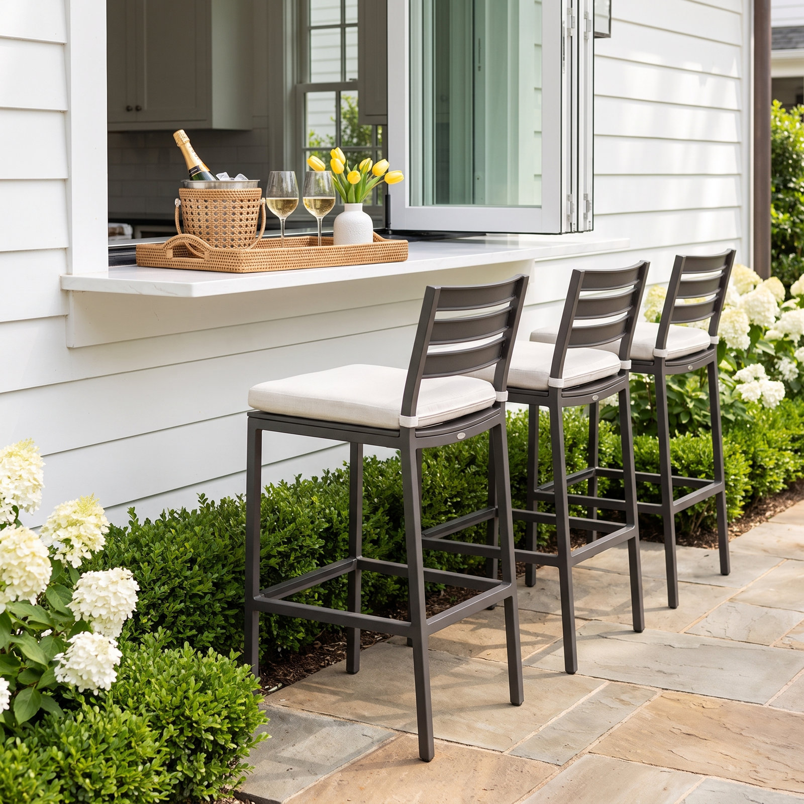 Beck 41'' Aluminum Outdoor Bar Stool with Sunbrella® Cushion