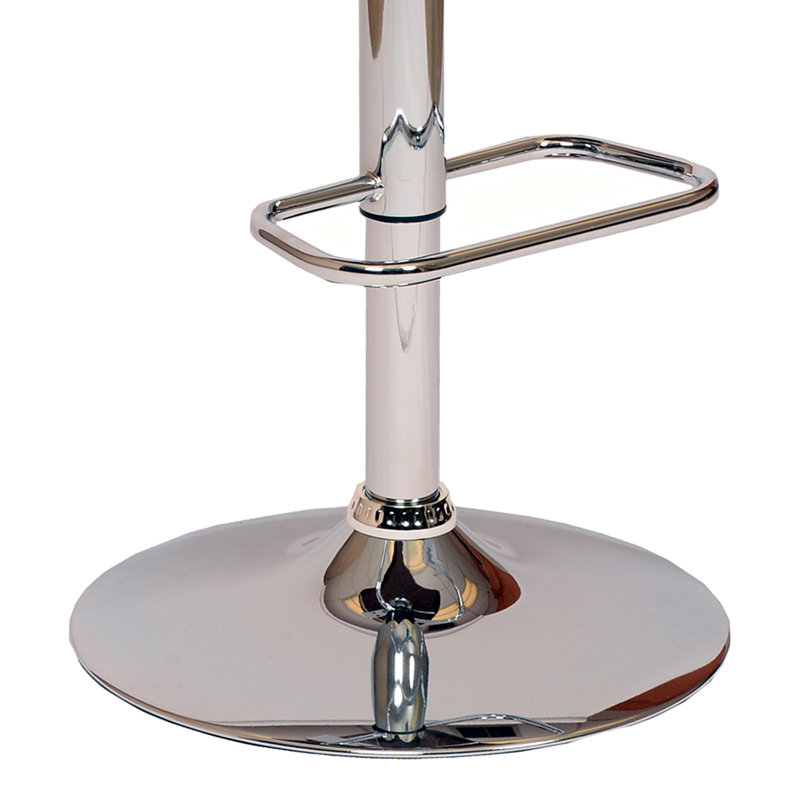 Cecillia Swivel Adjustable Height Barstool in Chrome, Walnut Wood and Faux Leather, Creme Faux Leather