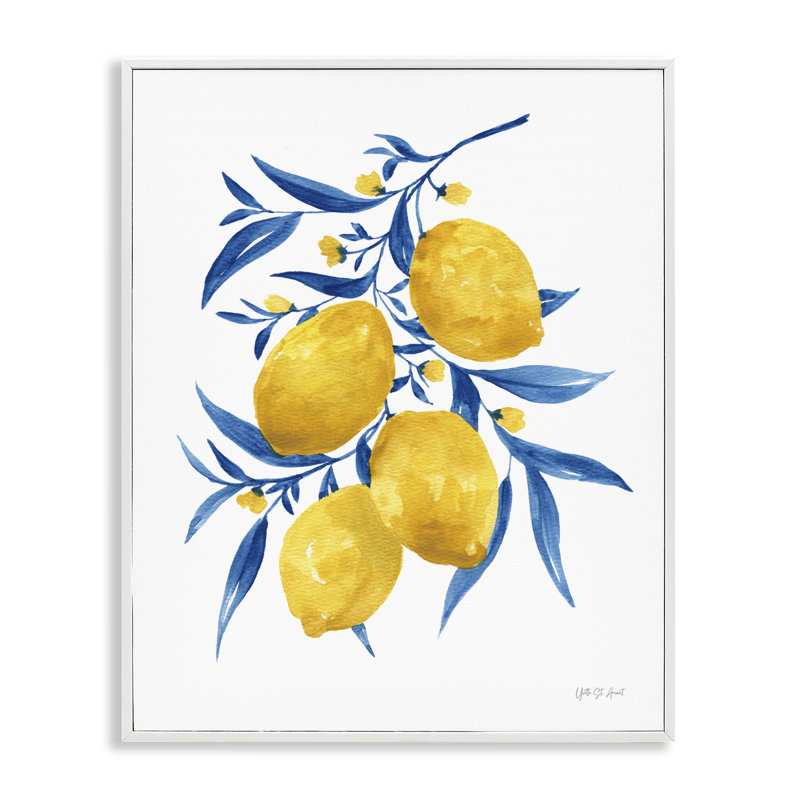 Feuille de citrons, estampe numérique par Yvette St. Amant, Estampe numérique encadrée blanc bord de mer, H 30 po x l 24 po