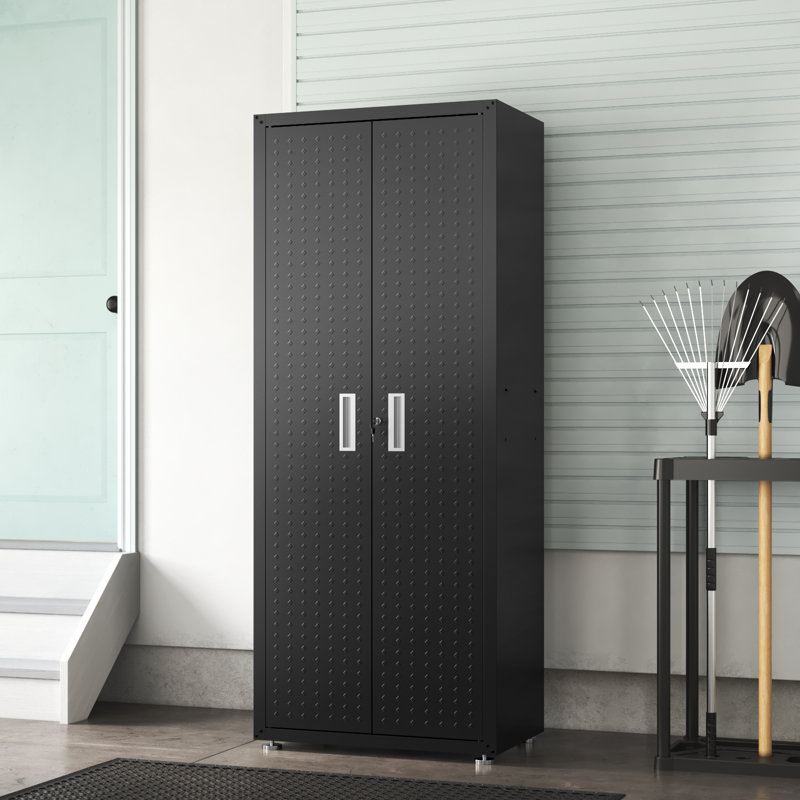 Fortress 75.4" H x 30.3" W x 18.2" D Modern Metal Garage Storage Cabinet with Adjustable Shelves in Charcoal Gray