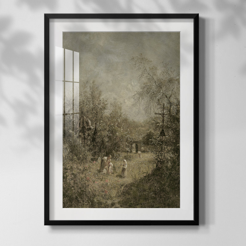 Paysage rétro CLxxv - impression encadrée, Noir