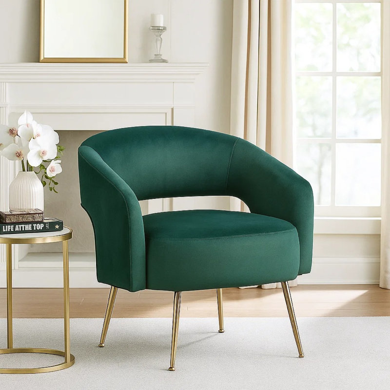 Fauteuil d'appoint 27,5 po Candide Modern Glam, Vert foncé
