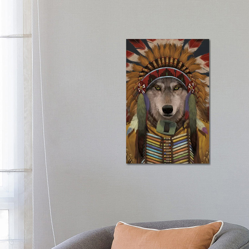 Wolf Spirit Chief 1 Piece Wall Art on Canvas, 66.04 cm H x 45.72 cm W x 1.91 cm D, Wrapped Canvas
