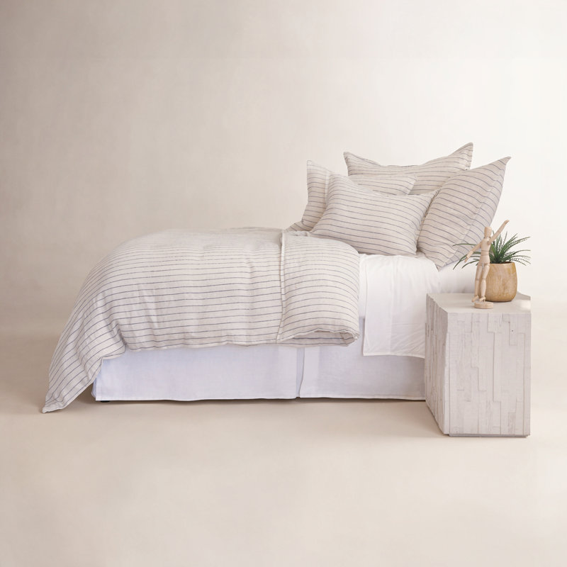 Blake Duvet Cover, Queen, Flax/Midnight