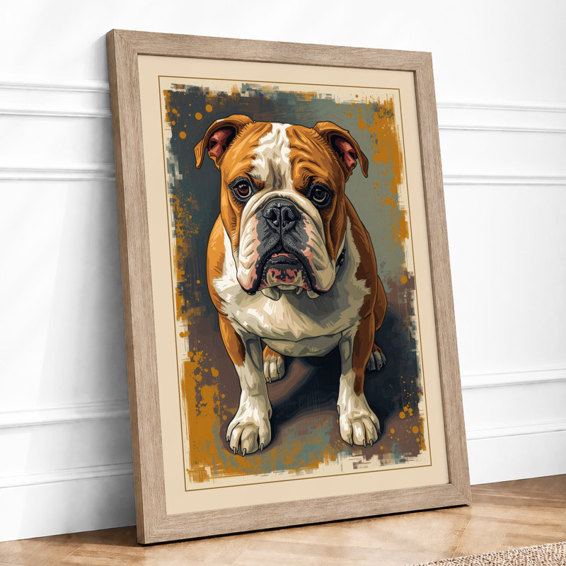 Noble Bulldog Boho - Framed Print, Oak, A3 - 42.0 x 29.7 cm