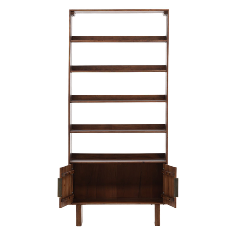 Silvie 5-Tier Acacia Bookcase, Walnut
