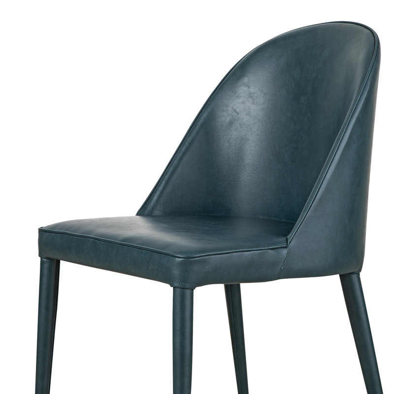Chaise d'appoint rembourrée Brennon, Similicuir bleu sarcelle foncé
