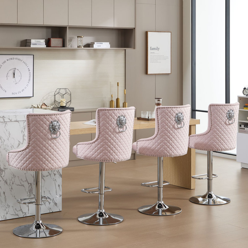 Tabouret de bar réglable en hauteur Markfrancis, Rose