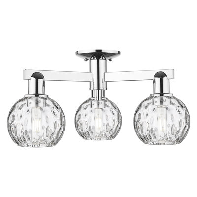 Arcadia - Champlon - 3 Light 24" Semi-Flush Mount - Polished Chrome Finish - Clear Water Glass Shade