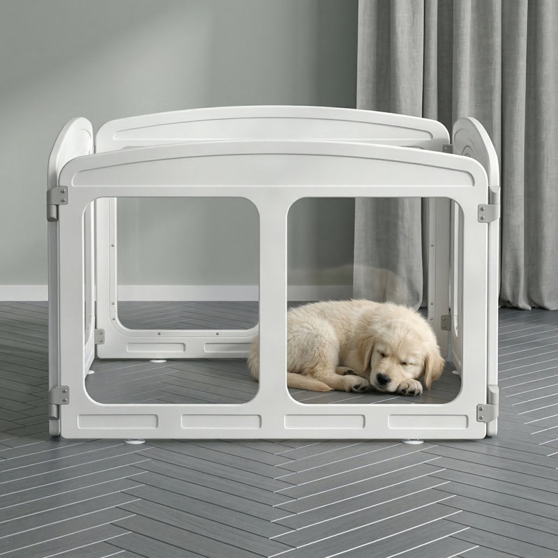 Indoor Puppy Containment System - Optimized for Small and Toy Breeds - Stands, Includes Four Panels, Finish