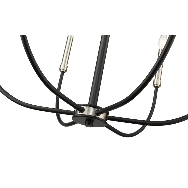 6 - Light Dimmable Classic / Traditional Chandelier, Brushed Nickel