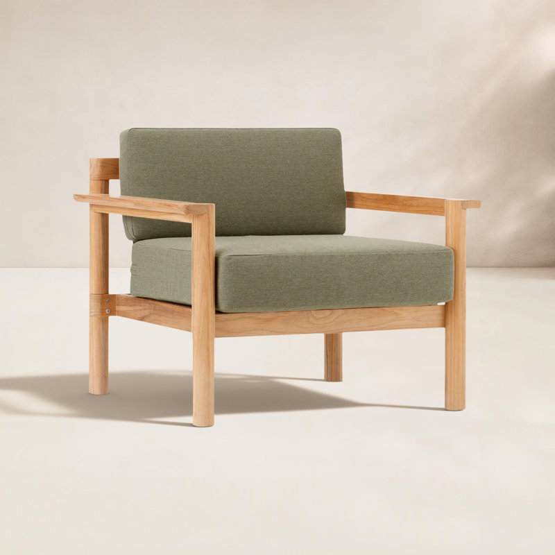 Haven Outdoor Teak Armchair, Sunbrella Leaf
