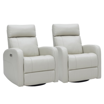 Arrianna-Fiona Genuine Leather Swivel Power Recliner