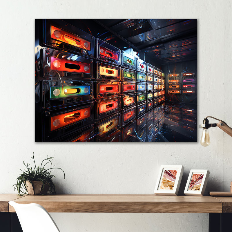 «Retro Futur Melodic Beats I - Cassette Tapes», art mural en métal MT132378, H 16 po x l 32 po x P 1 po