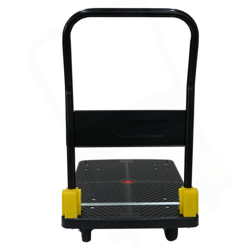 Chariot pliable à poussoir avec plateforme, 880 lb Capacité de poids, 2 roues de frein pivotantes, Noir