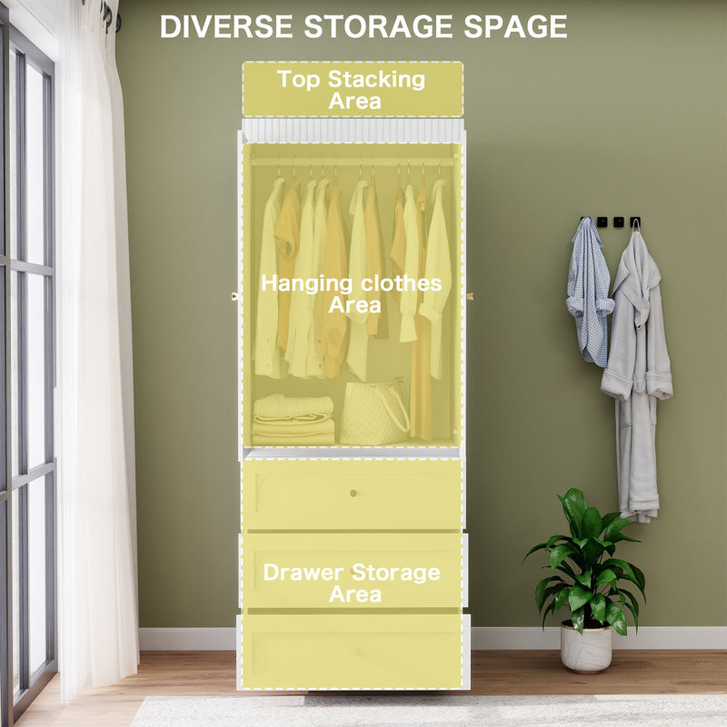Armoire-penderie à 3 tiroirs pour chambre Armoire