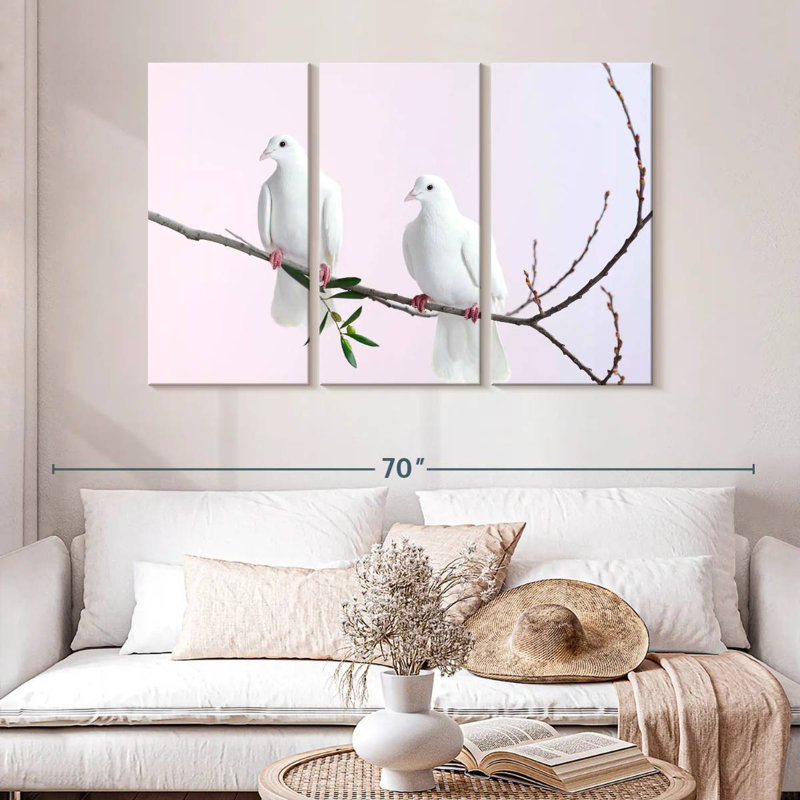 Brampt Perched White Doves, 32" H x 50" W