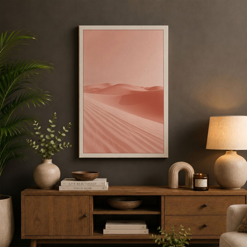 Desert Under Stars Minimalist - Wrapped Canvas, 30x20 - 76.2 x 50.8 cm, Ochre Border