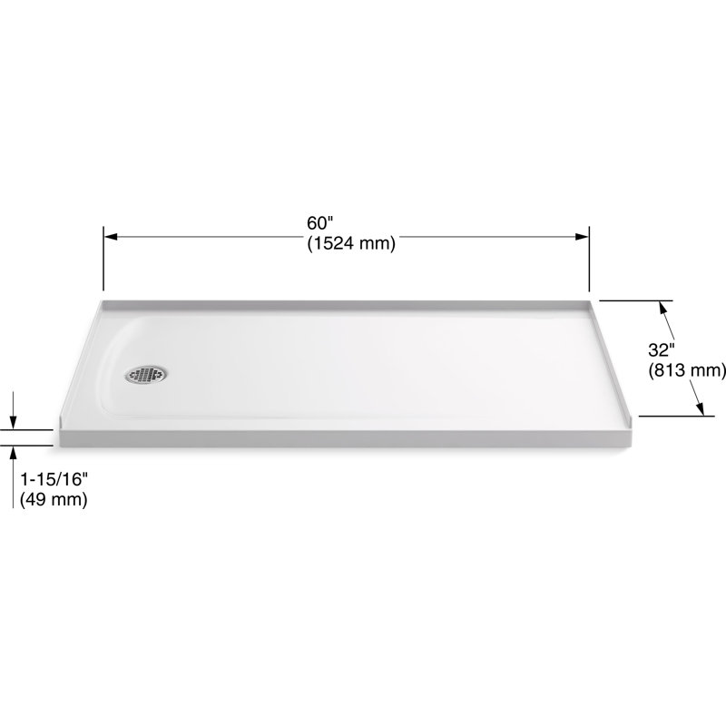 Ballast 60" x 32" Shower Base with Left-Hand Drain