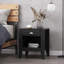 Table d'appoint noire avec tiroirs et tablettes-802558371