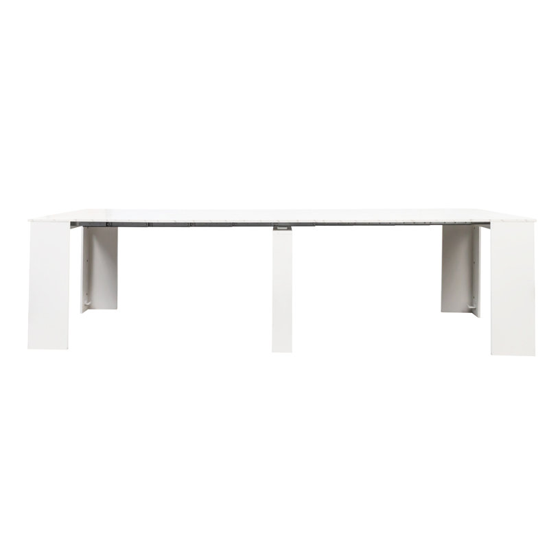 118.50in Extendable Console, White Color, And Chipboard Made, Console For Living Room Multifunctional Table 119.94in X 31.06in, White, Particle Board, Space Efficient Option