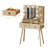 Fluted Oak Vanity Desk With Mirror Bulb Lights Makeup Desk With 2 Drawers Storage Shelves Dressing Table-967769787