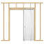 Porte coulissante 24 po x80 po à 2 panneaux surélevés avec dessus en arche et blanc, moulé, lisse, moulé et creux-122290111