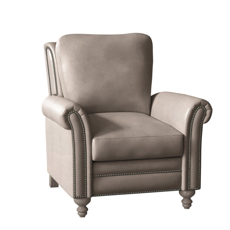 Richardson Recliner, Pewter, Stone, Anilina Cacao Genuine Leather