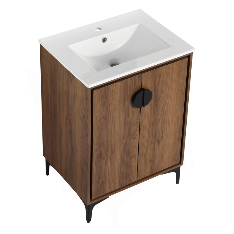 Meuble-lavabo élégant avec lavabo offrant beaucoup de rangement et un entretien facile.