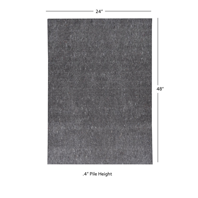Bashuk Dual Surface 0.4'' Thick Rug Pad, Rectangle 2' X 4'