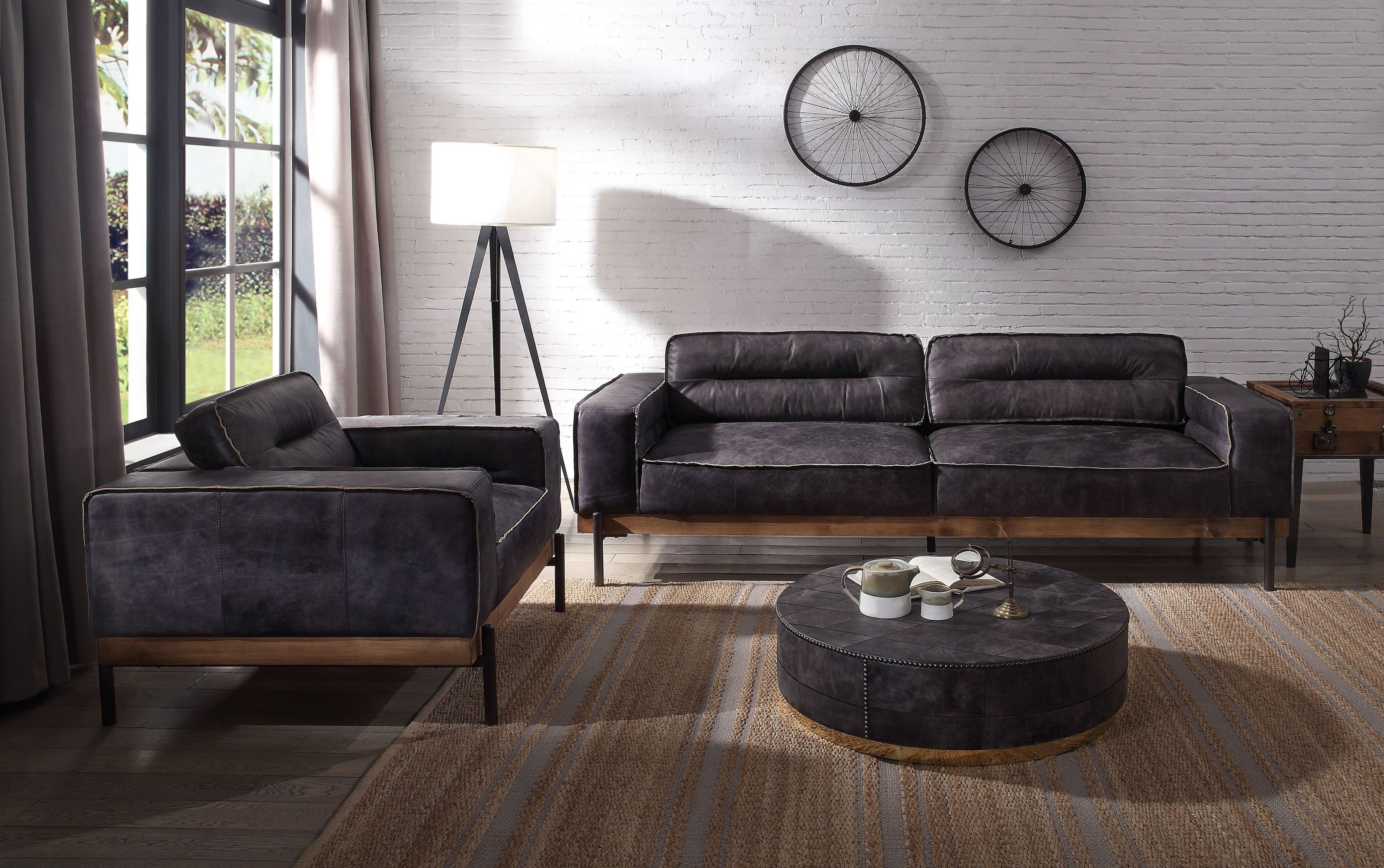 17 Stories 2 Piece Leather Match Living Room Set Wayfair