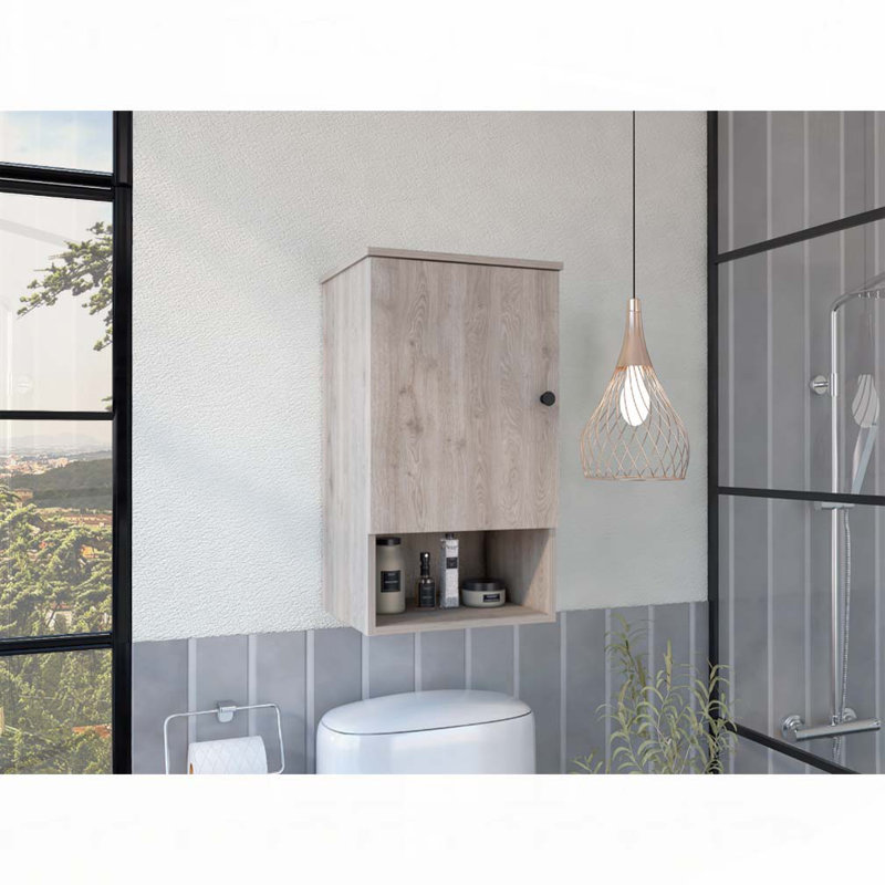 Armoire murale de salle de bain, Gris clair, H 28,5 po x l 16,2 po x P 13,8 po
