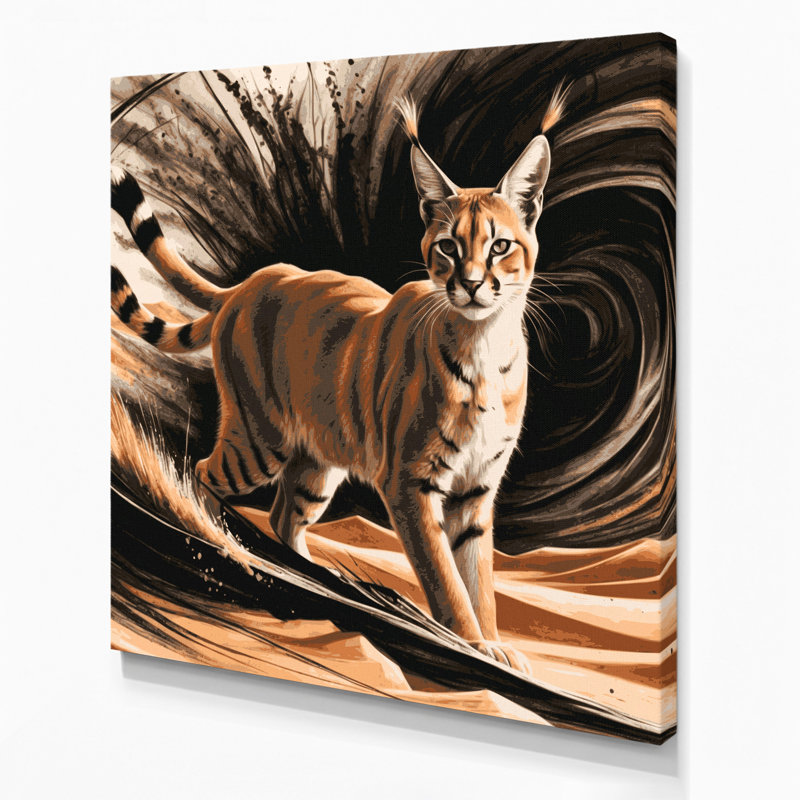 Faune, art mural sur toile brun caracal, H 16 po x l 16 po