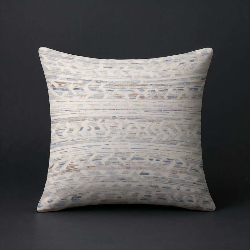 Coussin décoratif intérieur / extérieur gris Modern Modern, Gris / beige / brun clair abstrait 9, Carré 16 po